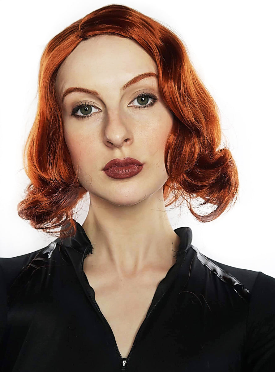 Avenging Widow Womens Short Wavy Auburn Costume Wig - Alternative Image 2