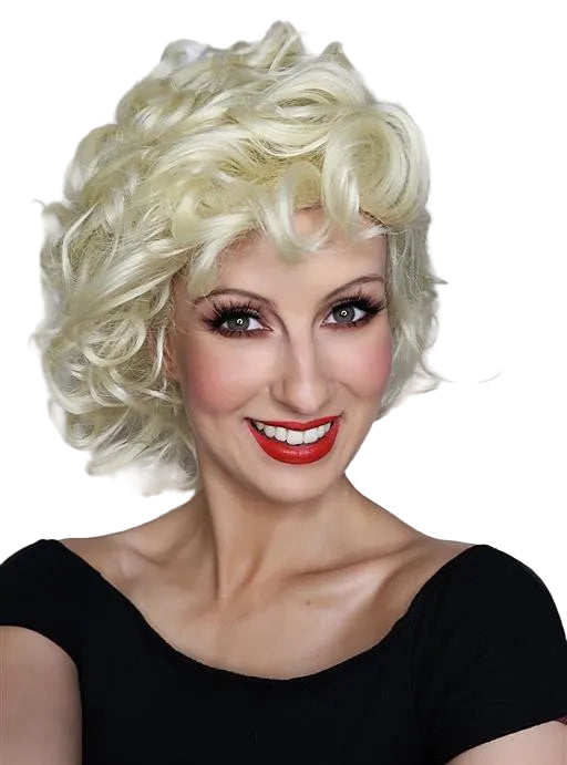 Bad Sandy Womens Short Blonde Curly 1950s Costume Wig - Alternative Image 1