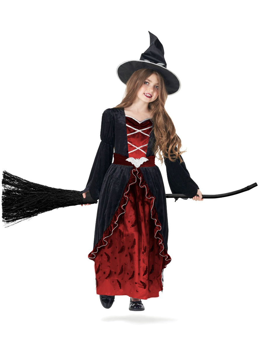 Teen Girls Red and Black Bat Witch Costume - Alternate Image