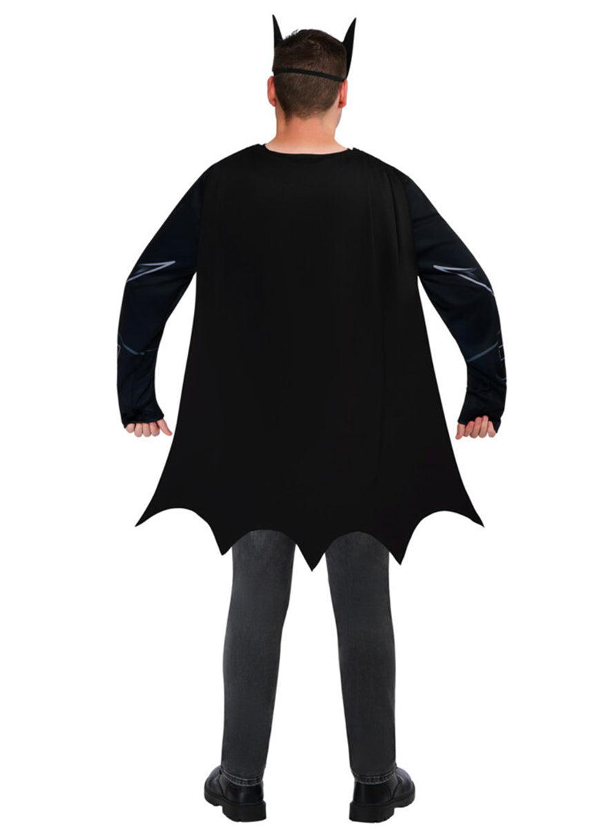 Batman Mens DC Superhero Costume Shirt and Mask Set – Back Image