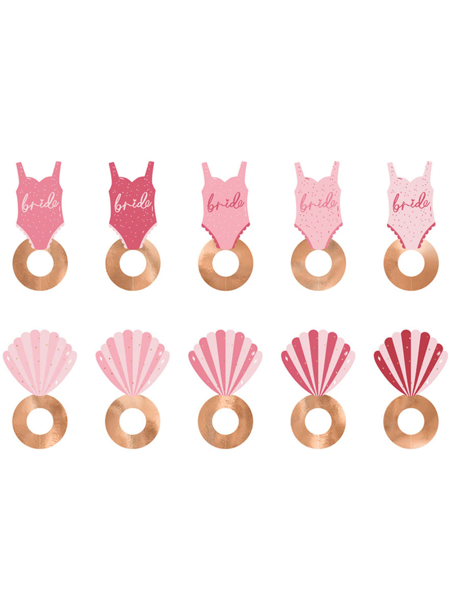 Beach Party 10 Pack Pink Swimsuit Bride Hens Party Drink Tags — Main Image