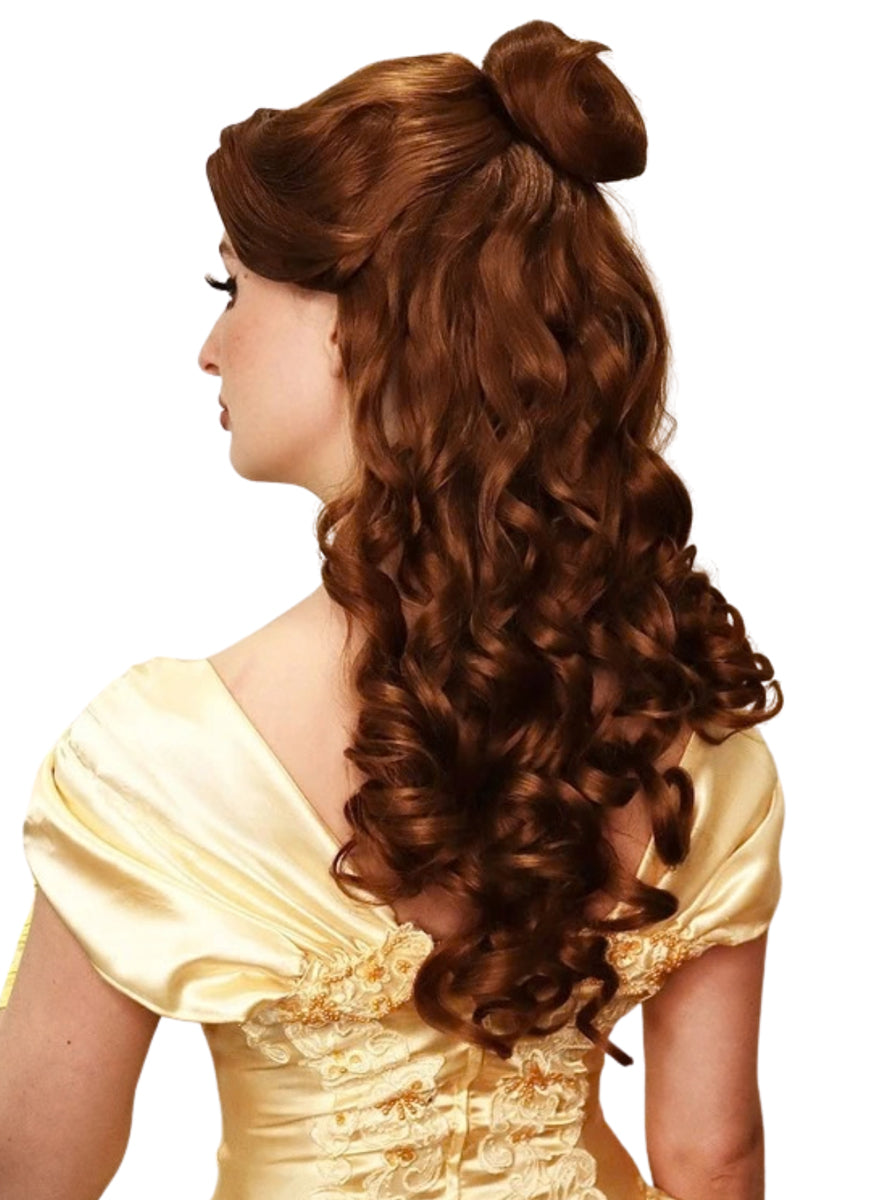 Golden Princess Womens Brown Updo Costume Wig