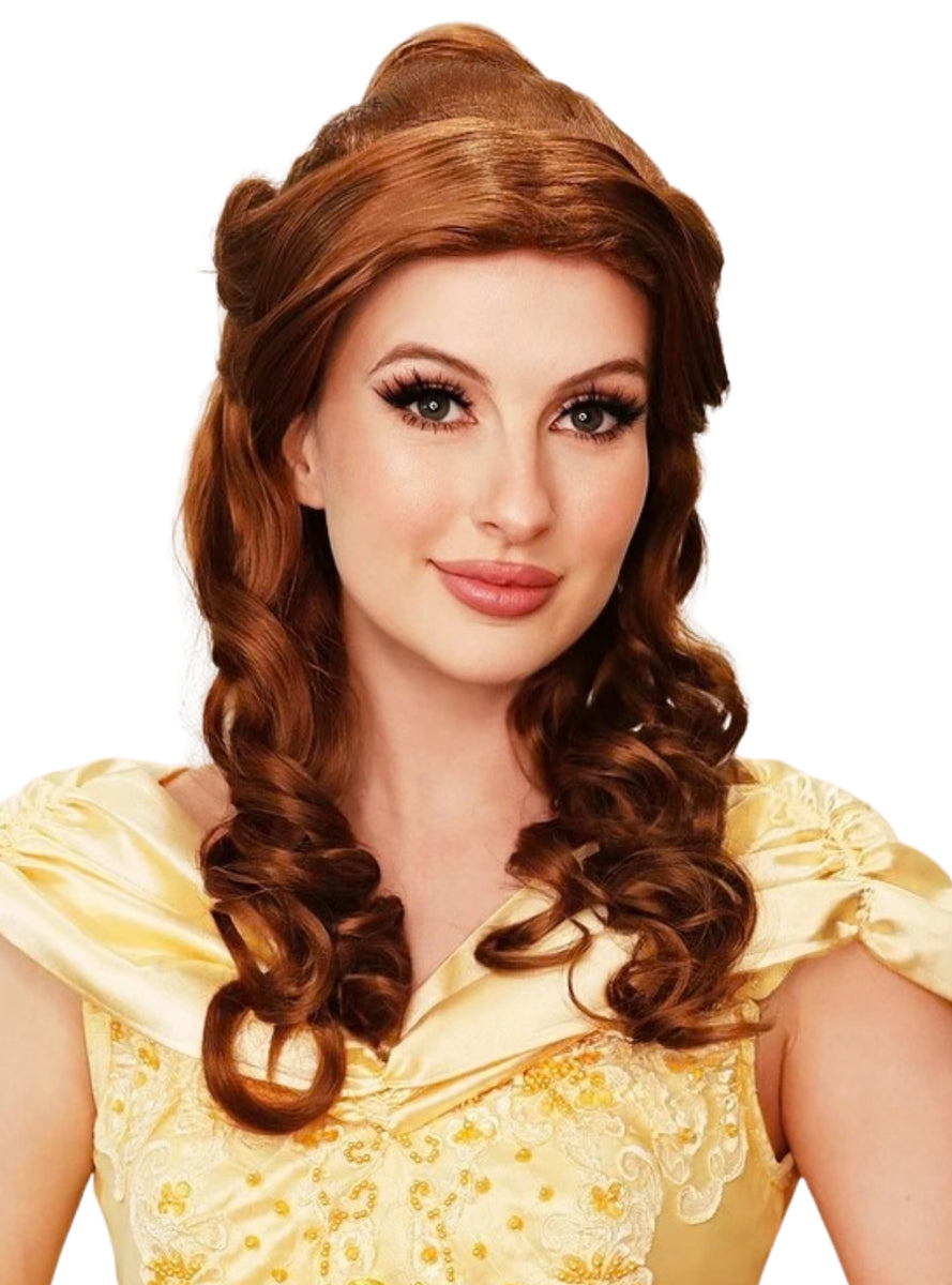 Golden Princess Womens Brown Updo Costume Wig