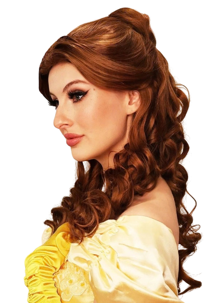 Golden Princess Womens Brown Updo Costume Wig