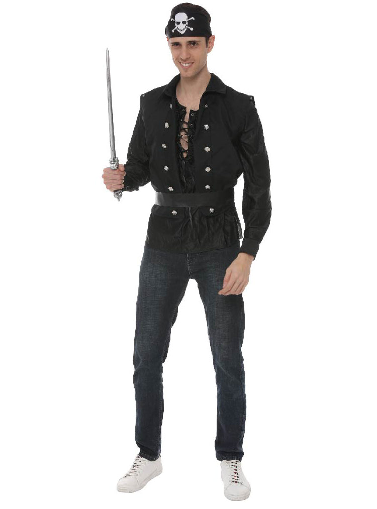 Alternative image of Skull Pirate Mens Black Costume Shirt