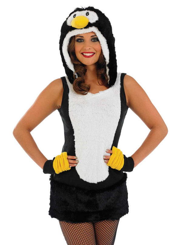 Womens Black And White Penguin Sexy Costume Close Image