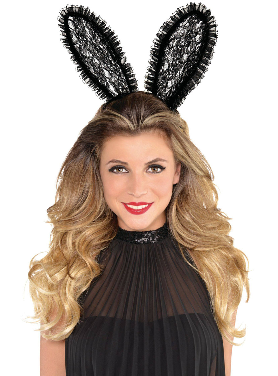 Black Lace Bunny Ears - Main Image