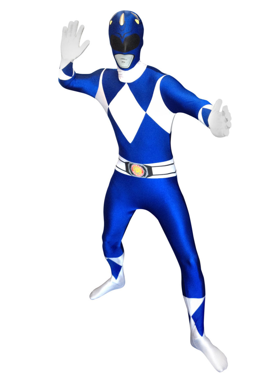 Plus Size Blue Mens Power Ranger Morphsuit - Main Image