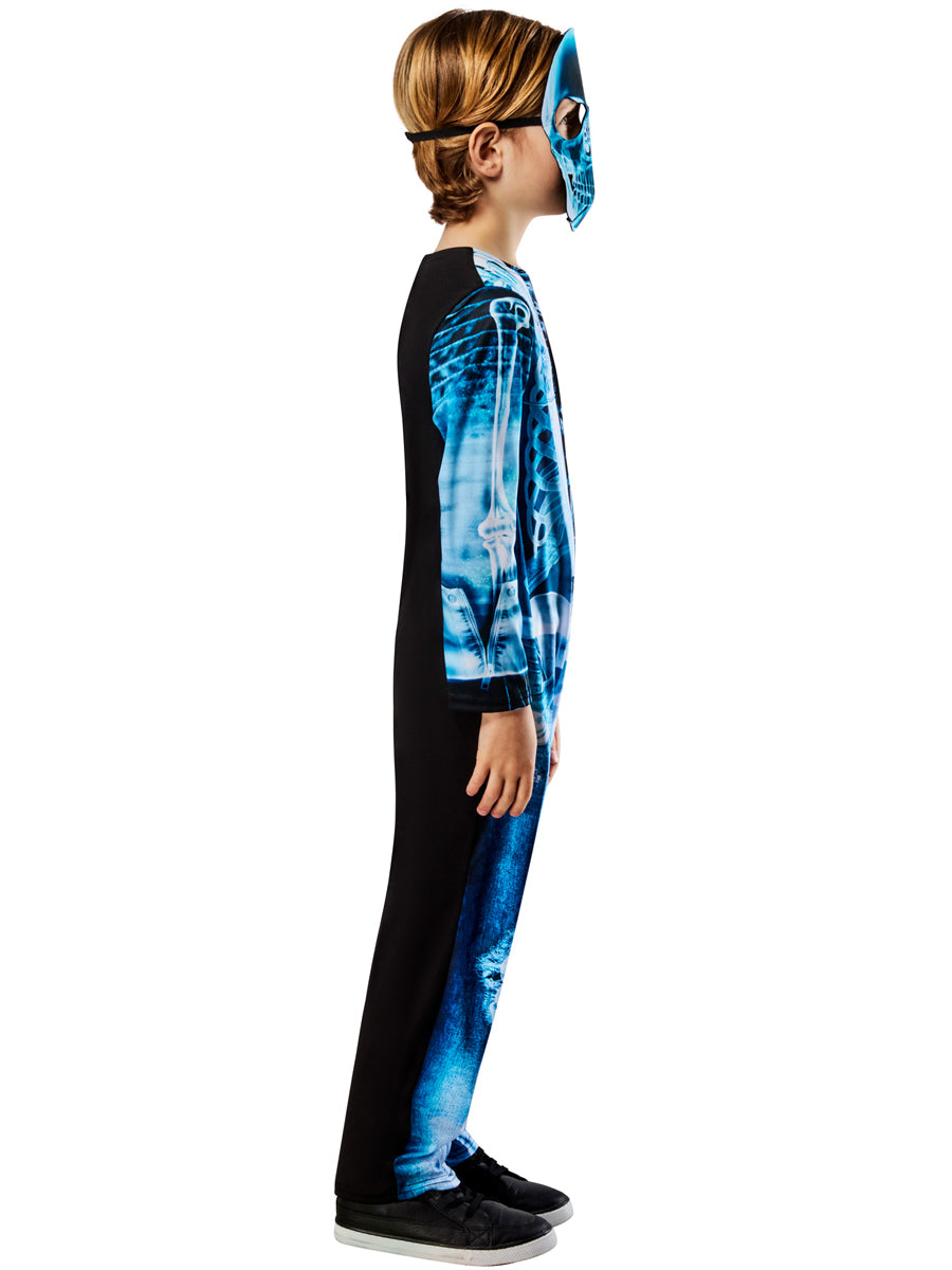 X-Ray Skeleton Boys Neon Blue Halloween Costume - Side Image