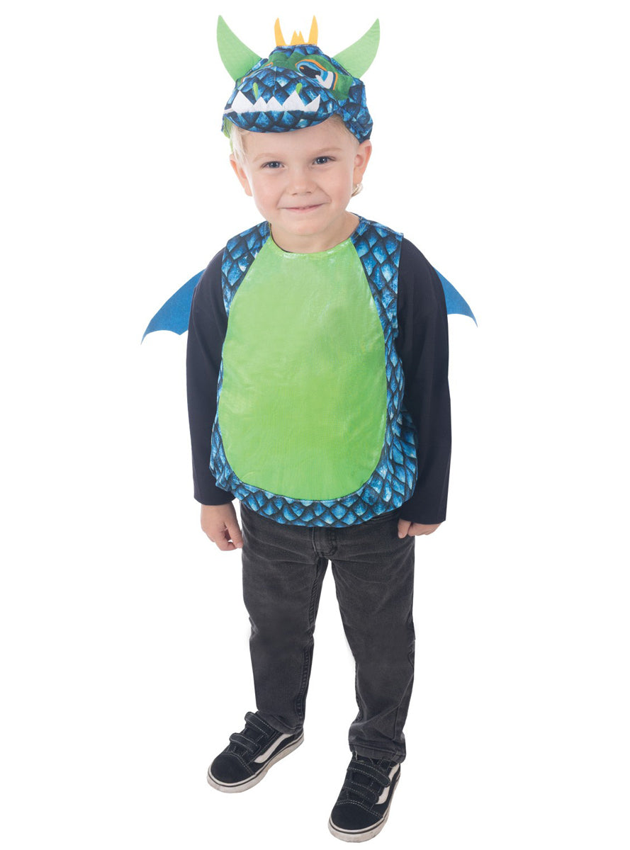 Blue and Green Dragon Toddler Boys Halloween Costume - Alternative Image 3