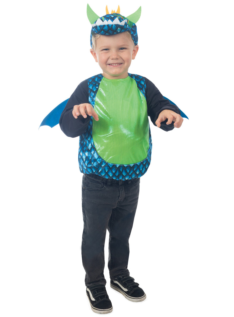 Blue and Green Dragon Toddler Boys Halloween Costume - Main Image