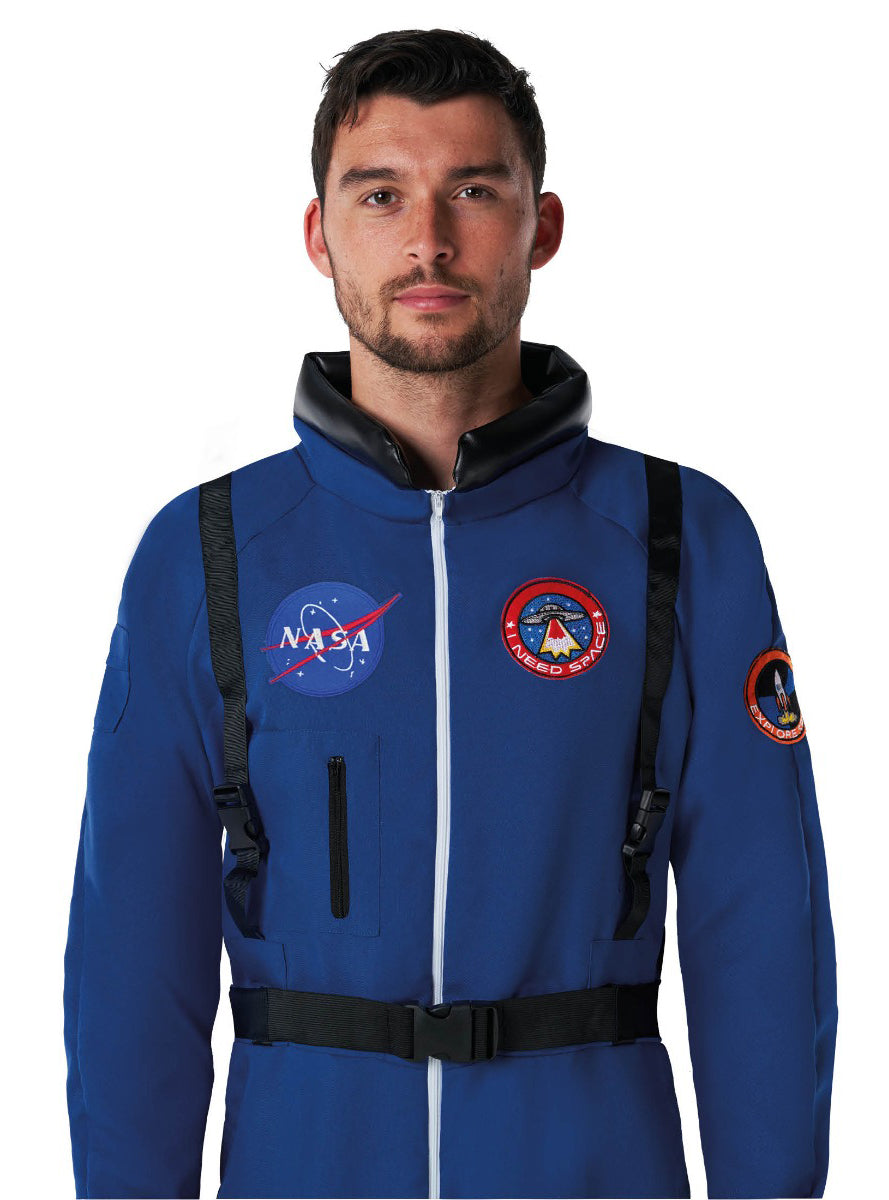 Blue Mens Astronaut Jumpsuit - Close Image