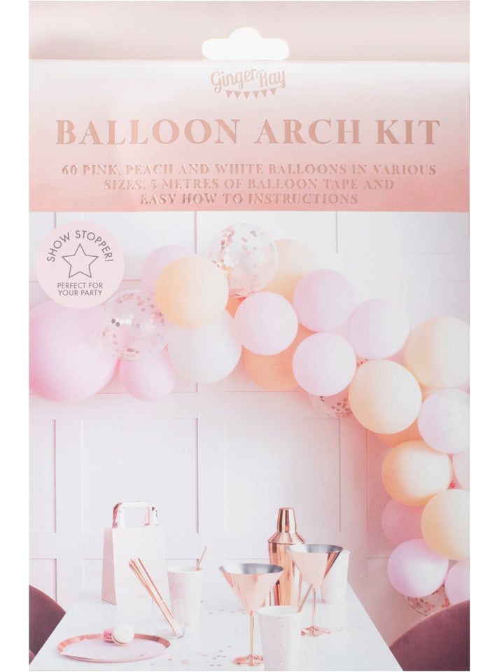 pastel pink and white balloon arch diy - packaging image