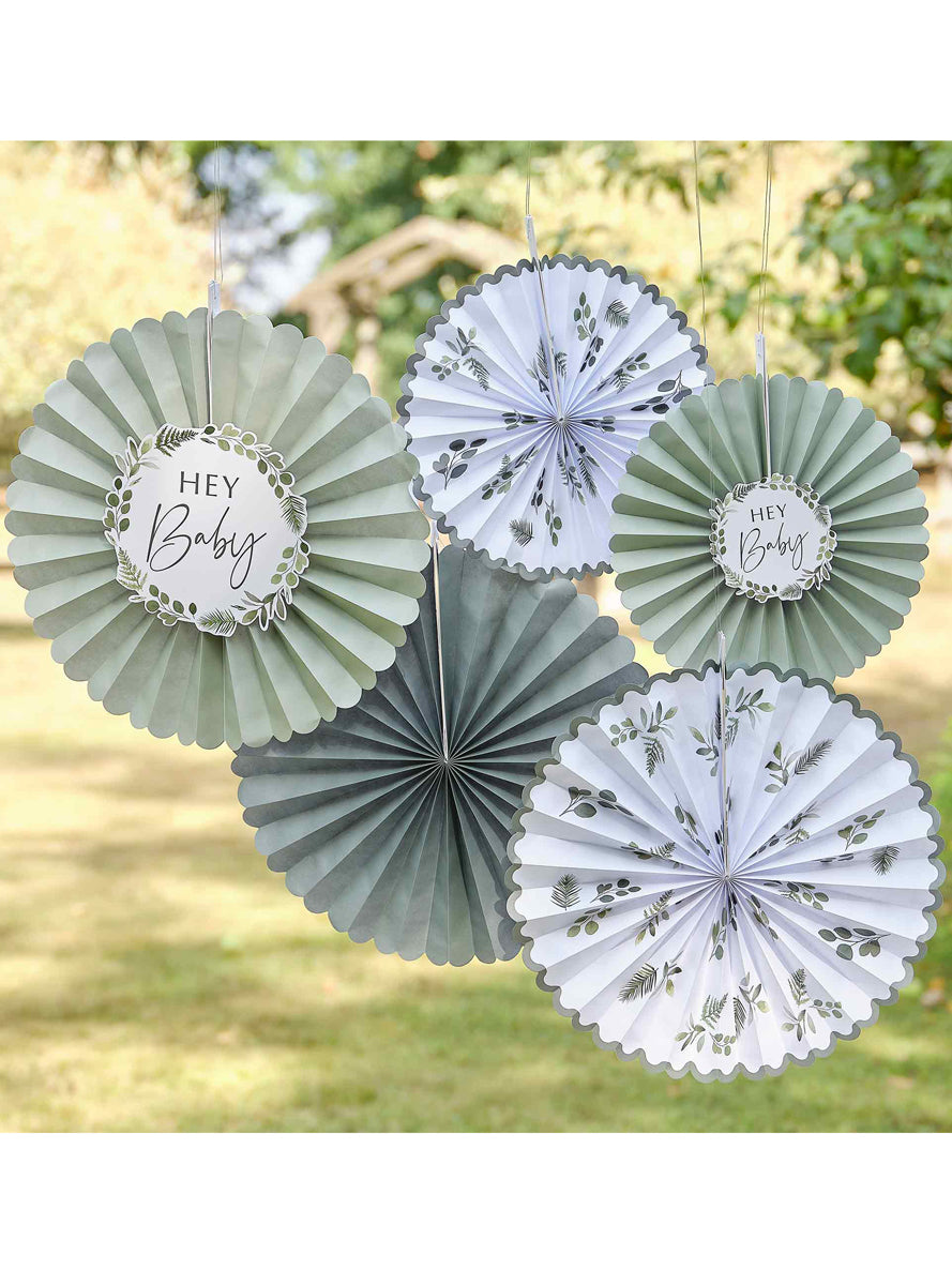 Botanical Baby Paper Fans 5 Pack - Lifestyle Image