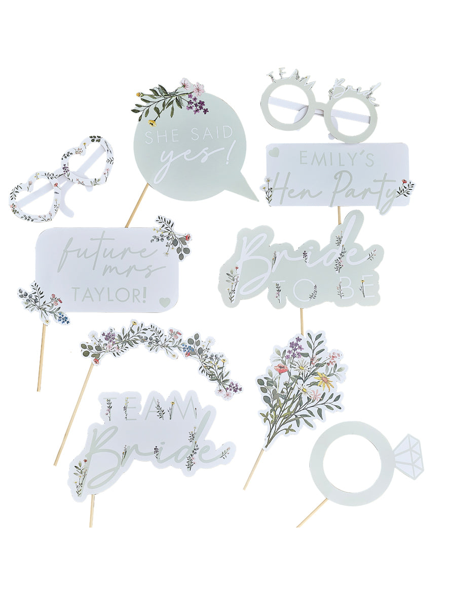 team bride photo booth props engagement party - Main image