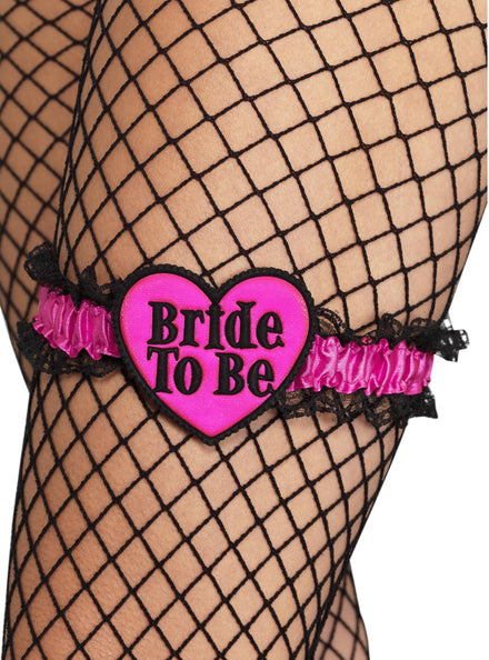 Hot Pink Bride To Be Hens Party Leg Garter - Main Image