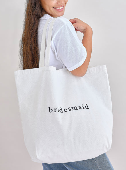 white bridesmaid large canvas tote bag - main image