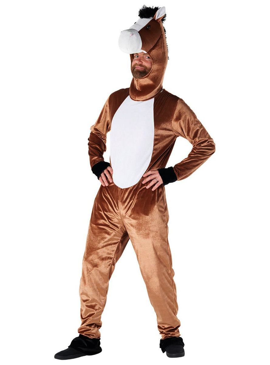 Plush Mens Brown Horse Costume - Alternate Image
