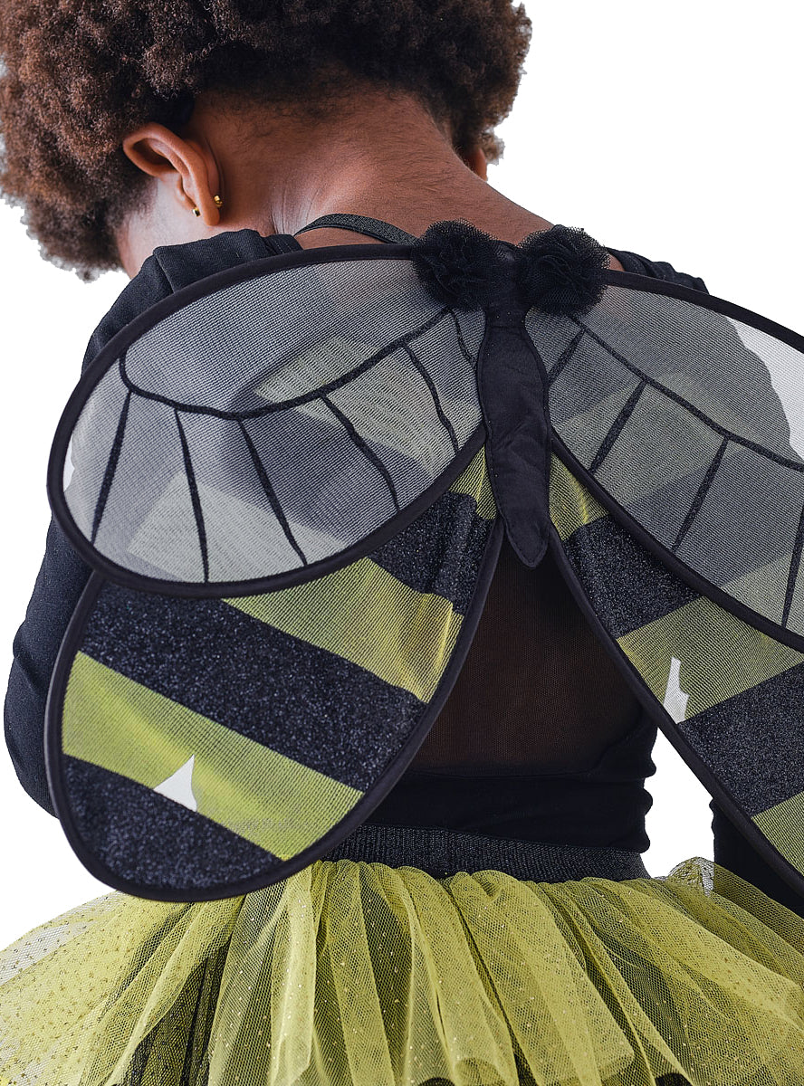 Deluxe Black And Yellow Girls Bumble Bee Costume Wings - Alternative Image 1