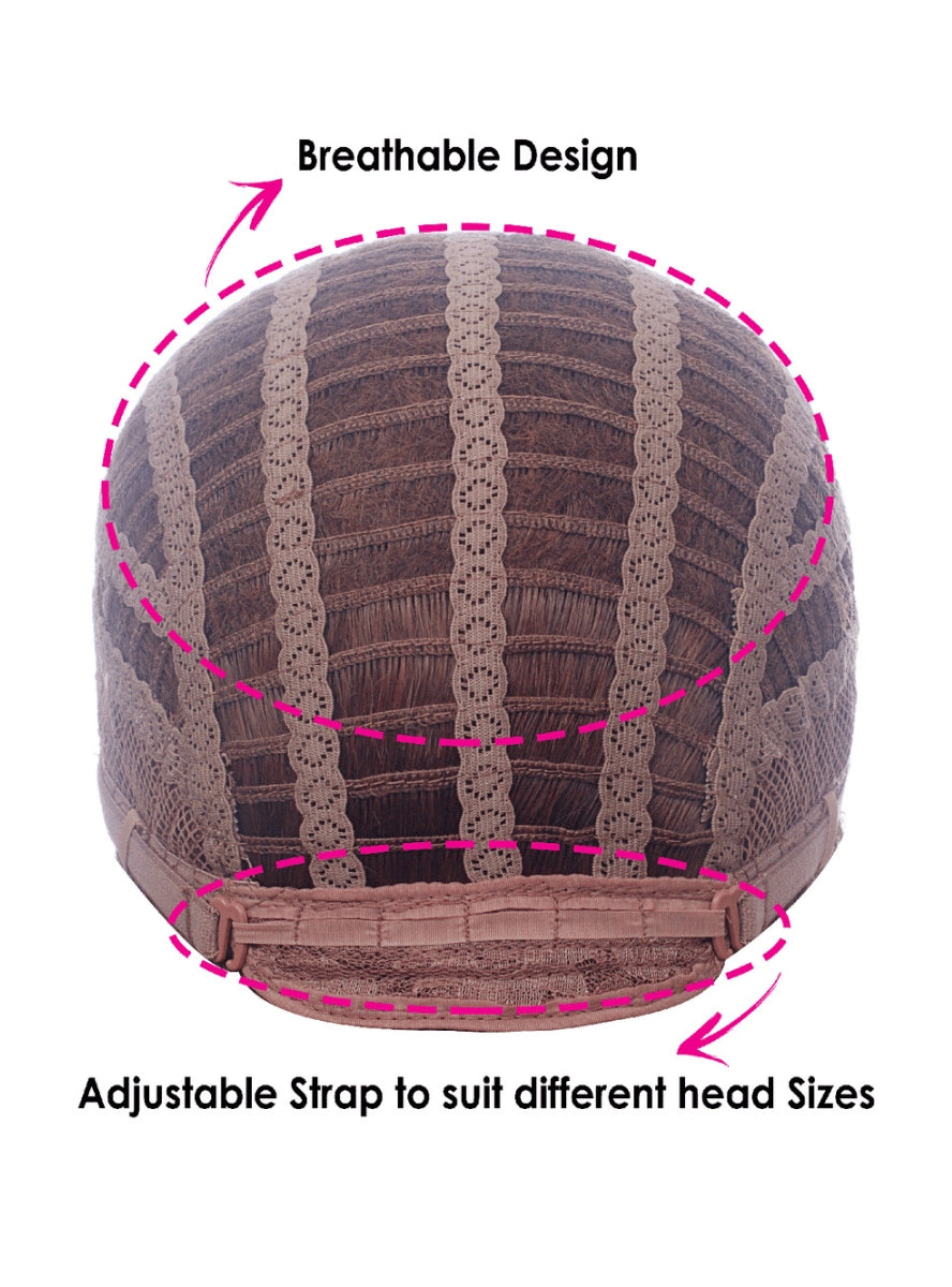 Callie Womens Deluxe Pink Ombre Pop Fashion Wig with Dark Roots - Inside Details Image 1