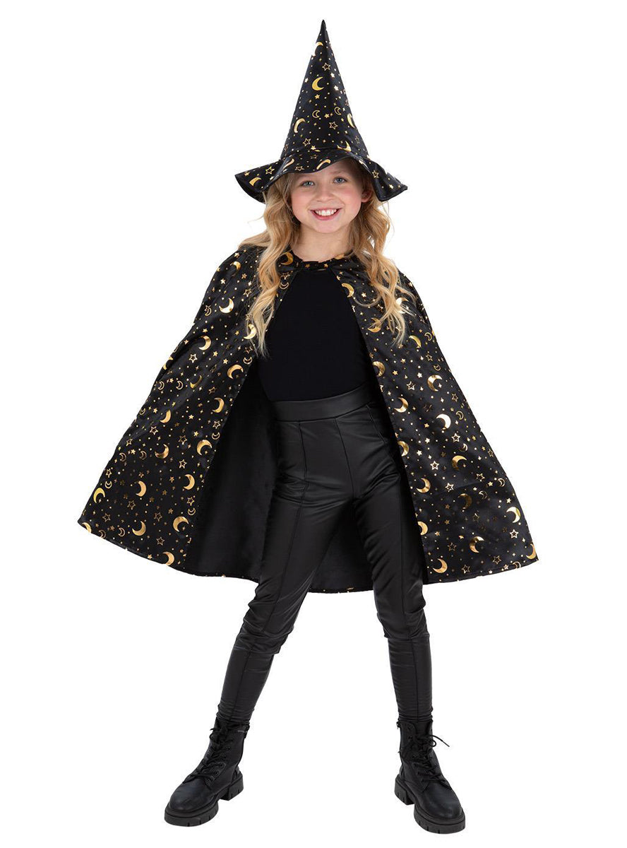 Girls halloween witch cape and hat costume set - Alternative image