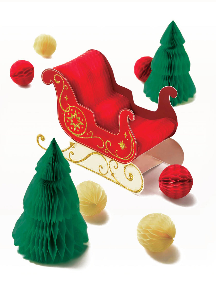 9 Piece Christmas Sleigh Centrepiece Decorating Kit