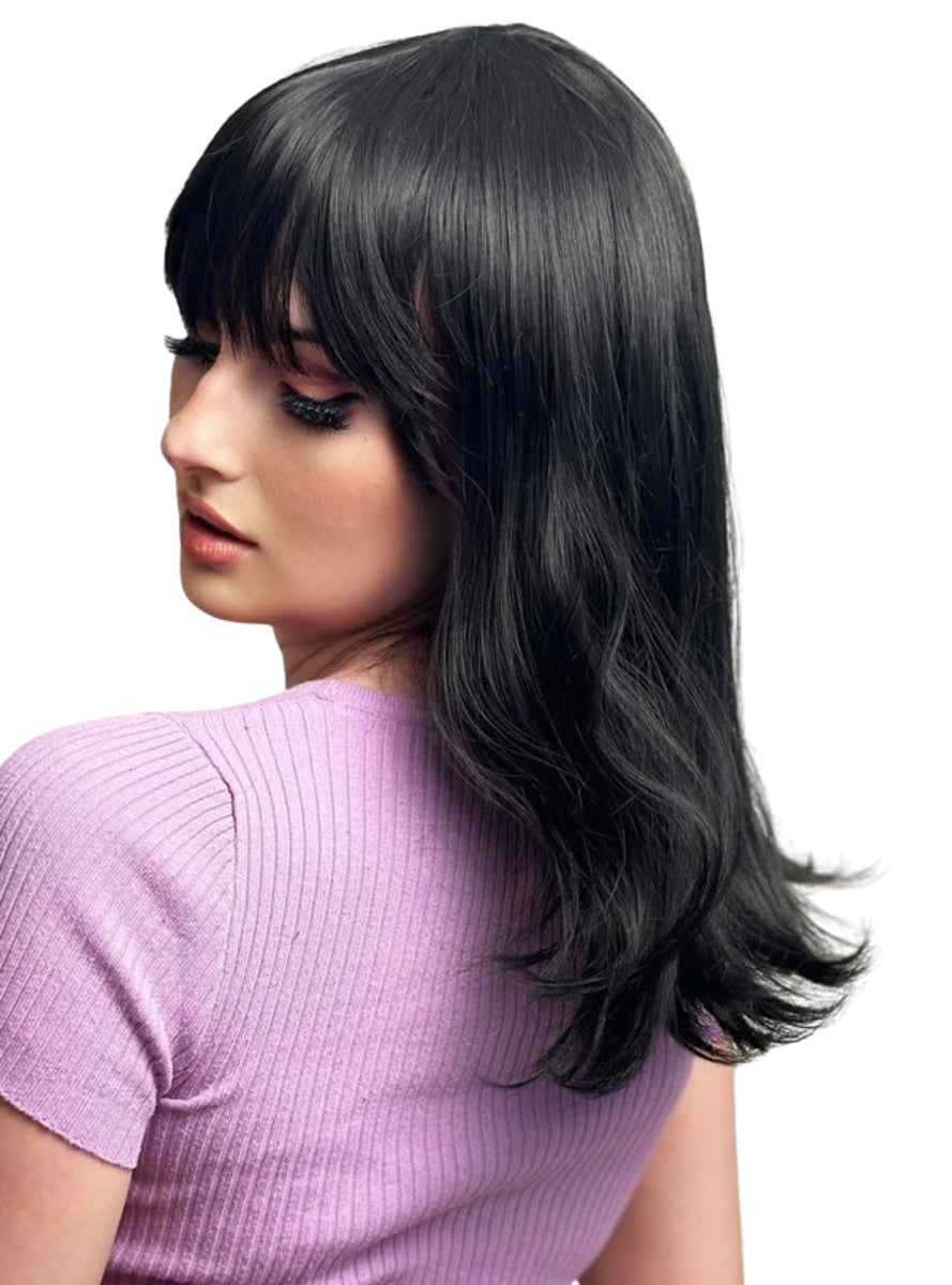 Cleo Black Heat Resistant Wig with Fringe