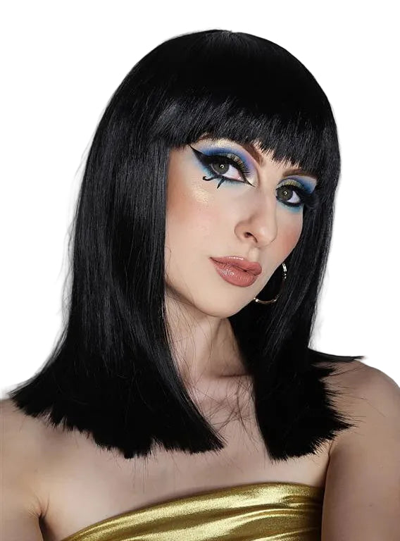 Cleopatra Womens Black Costume Wig with Fringe - Main Image