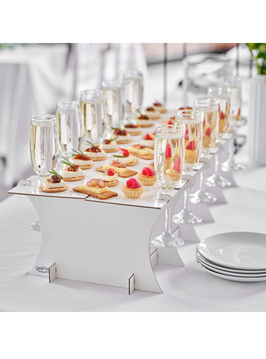 Contemporary Wedding 80cm Long White Grazing Board and Drink Stand - Lifestyle Image
