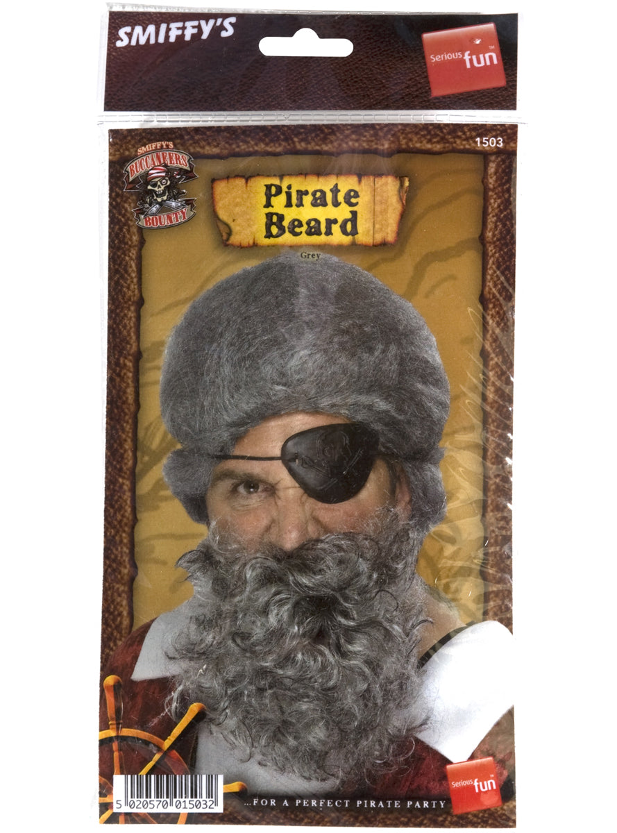 Grey Curly Pirate Costume Beard - Alternate Image