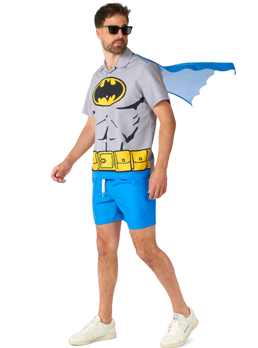 DC Batman Mens Shirt Sleeved Swimsuit Costume - Main Image