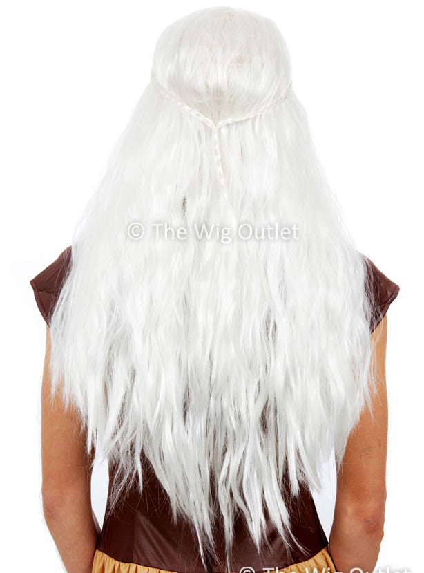 Daenerys Womens Long Light Blonde Medieval Costume Wig - Back Image