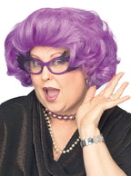 Adults Purple Dame Edna Short Curly Costume Wig - Main Image