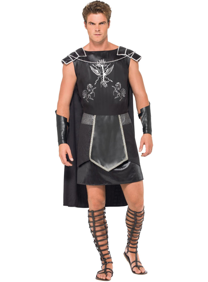 Mens roman warrior black gladiator outfit - Alternative image