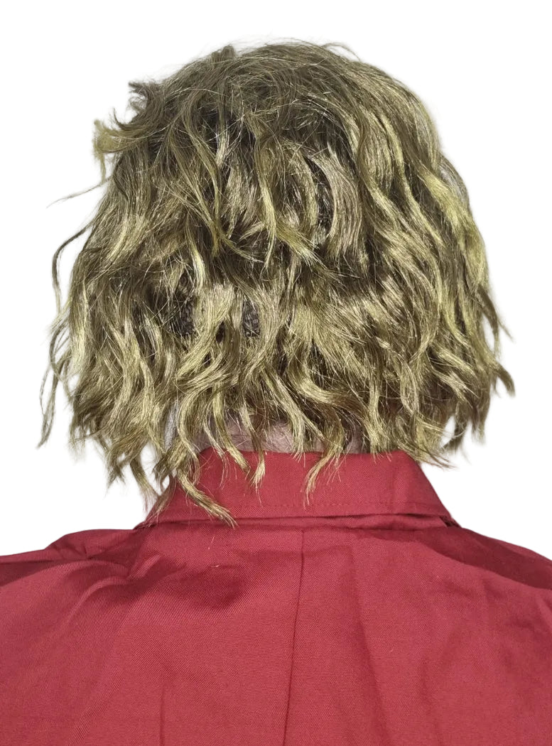 Dark Knight Mens Green Wavy Costume Wig - Back Image