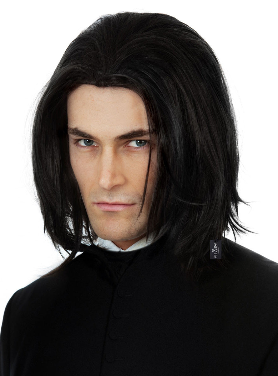 Dark Professor Mens Black Shoulder Length Costume Wig - Main Image