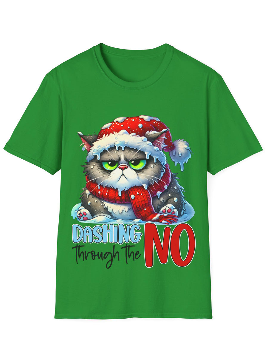 Dashing Through the No Adults Plus Size Green Grumpy Cat Christmas T Shirt