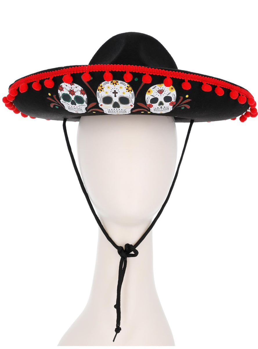 Kids Sugar Skull Print Day of the Dead Mexican Sombrero - Alternate Image