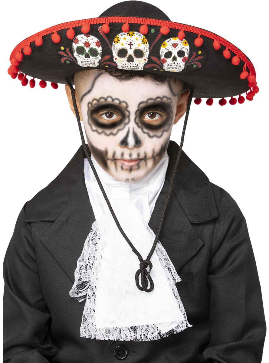 Kids Mexican Sombrero with Day of the Dead Sugar Skulls - Main Image