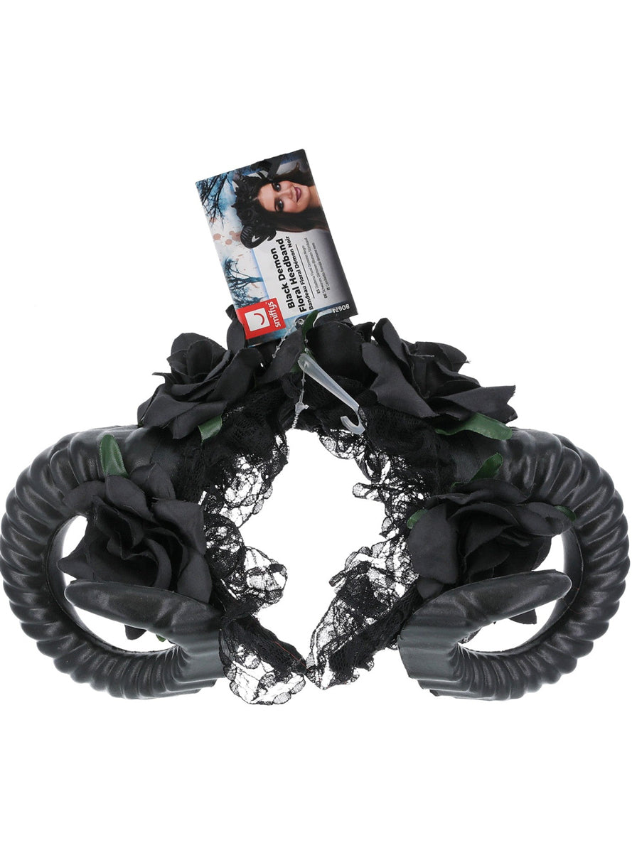 Black Rose Demon Horn Headband - Packaging Image