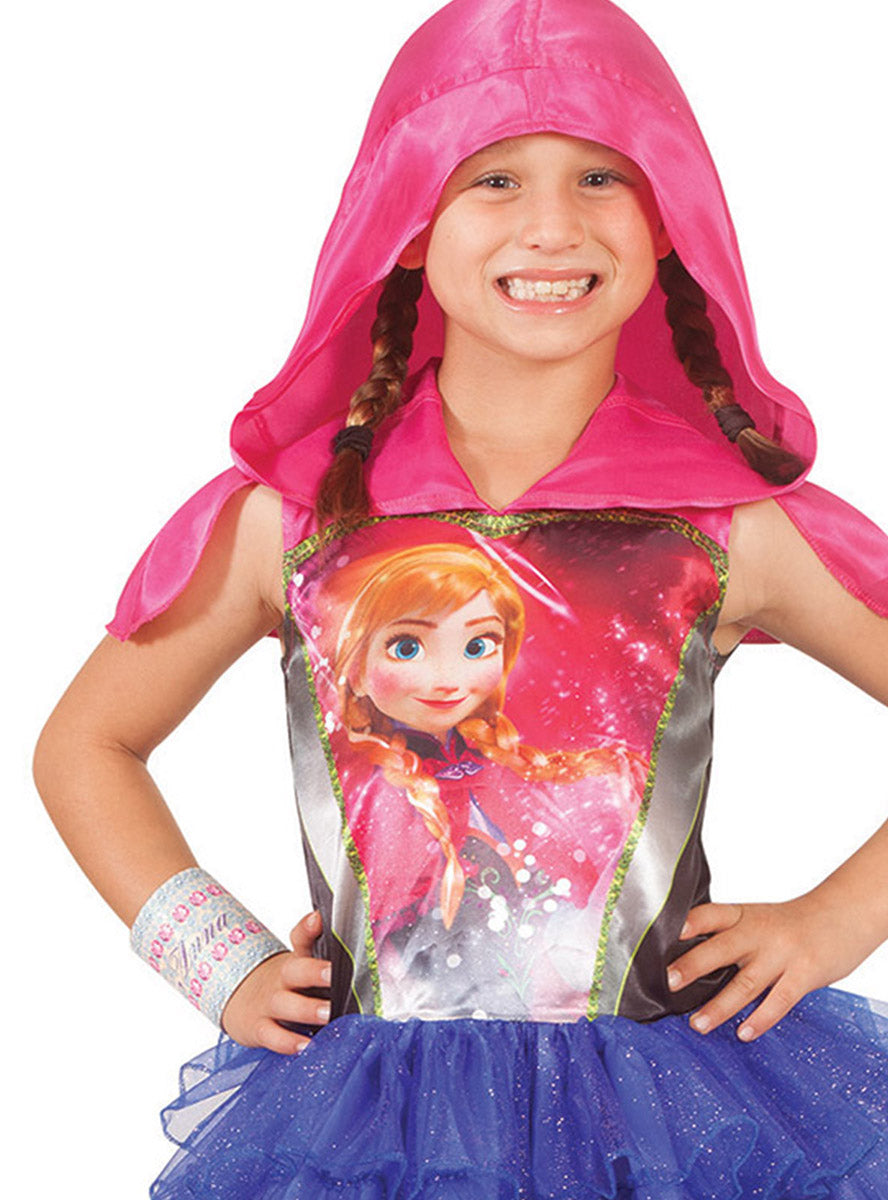 Close imgae of Disney Frozen Girls Hooded Anna Costume Dress