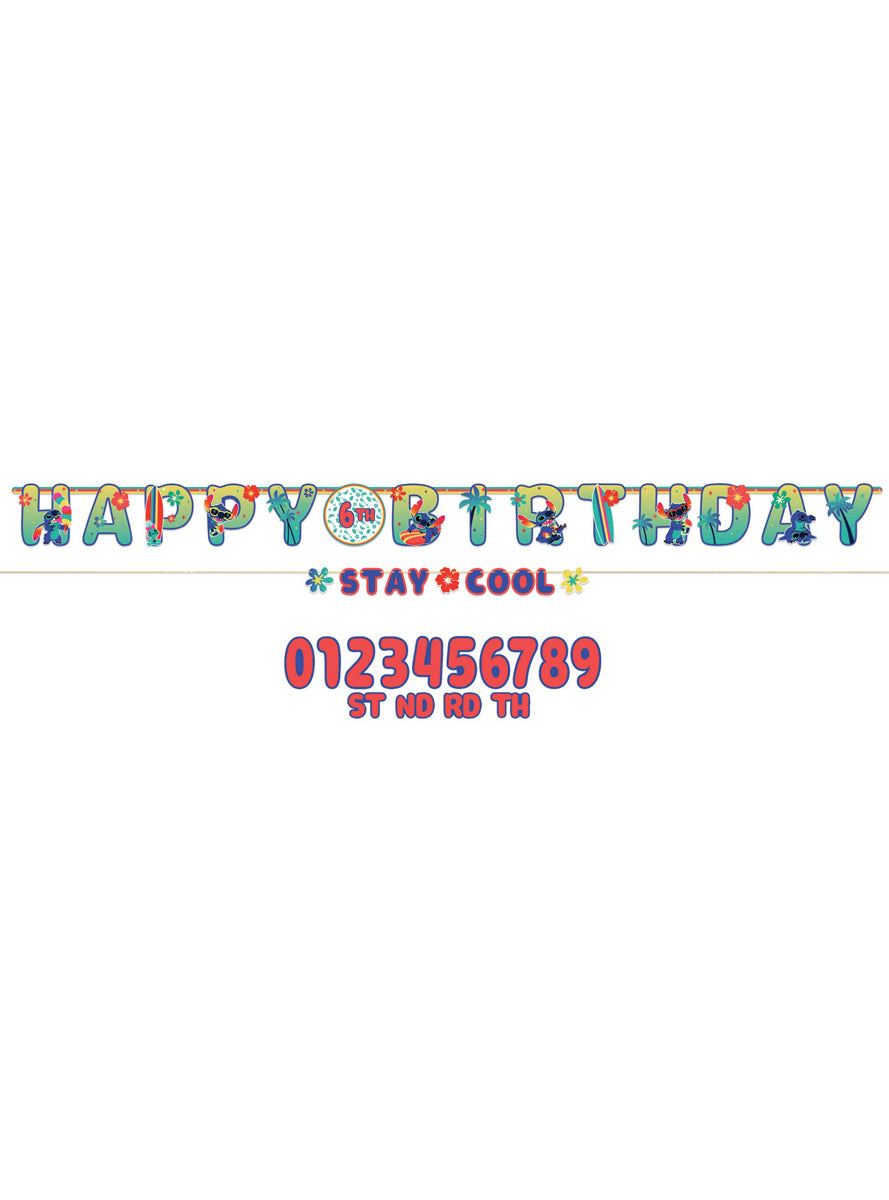 Stitch Happy Birthday Banner Decoration - Main Image