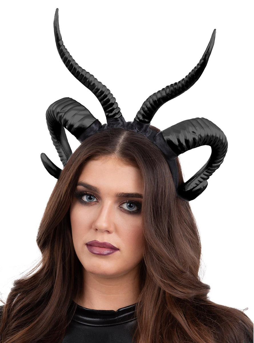 Double Demon Horns Halloween Headband Accessory - Main Image