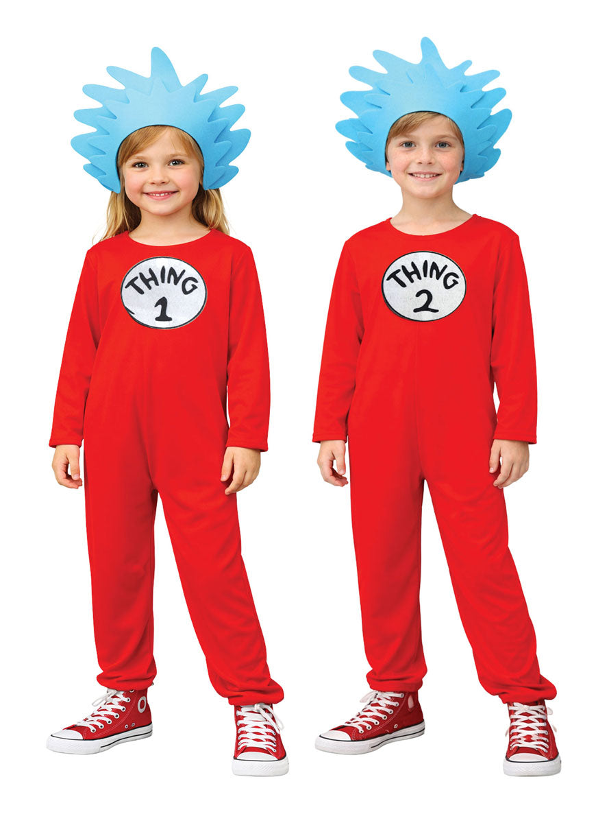 Dr Suess Licensed Toddlers Thing 1 And 2 Costume Jumpsuit - Main Image
