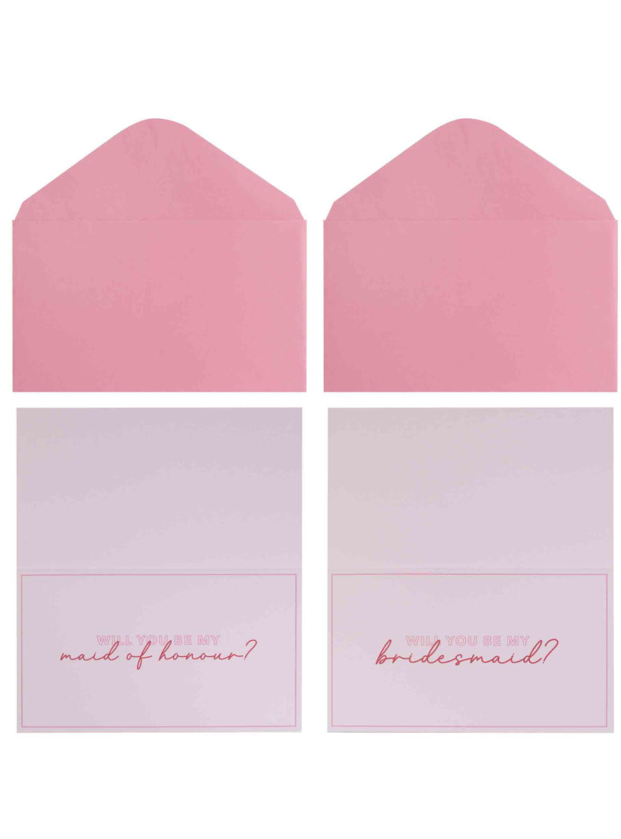 Drunk in Love 4 Pack Pink Bridesmaid Proposal Cards – Main Image