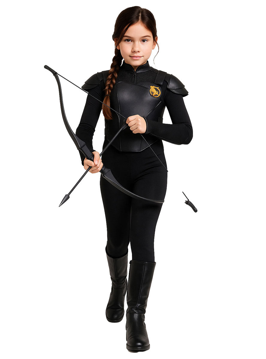 Girls Black Dystopian Katniss Hunger Games Book Week Costume