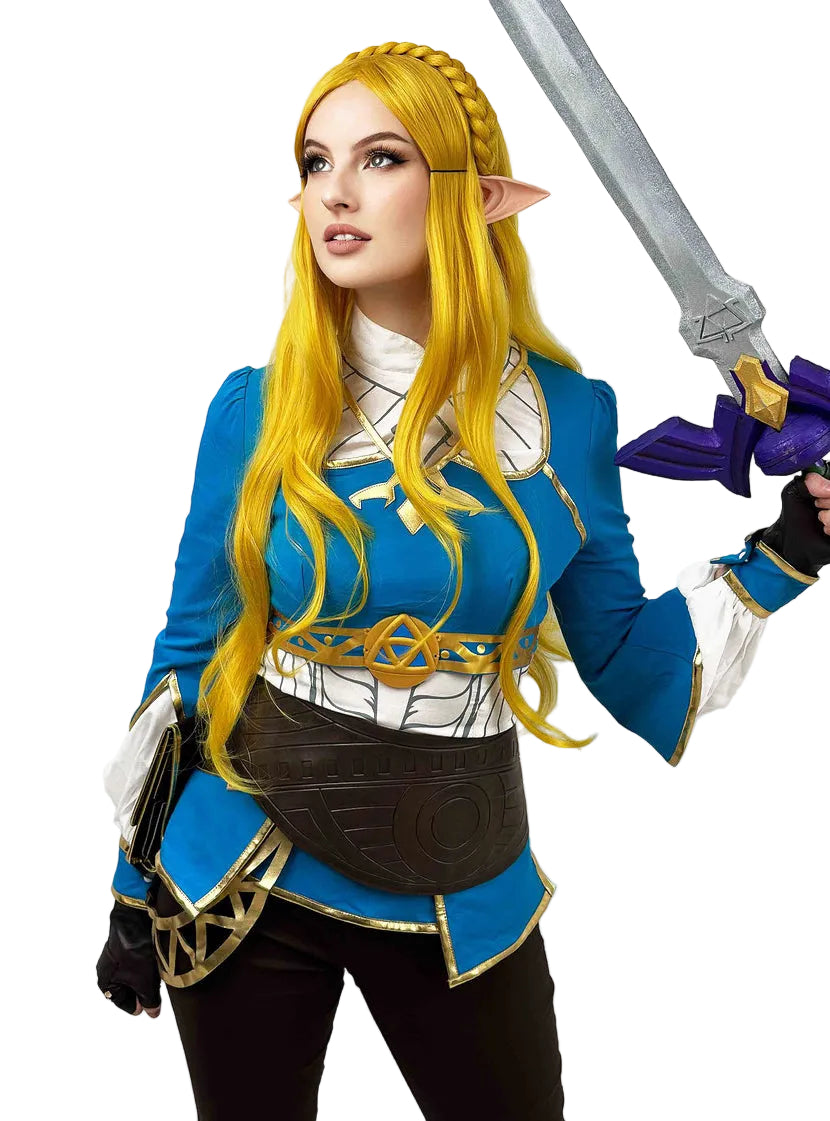 Elf Princess Womens Long Yellow Costume Wig with Elf Ears - Alternative Image 1