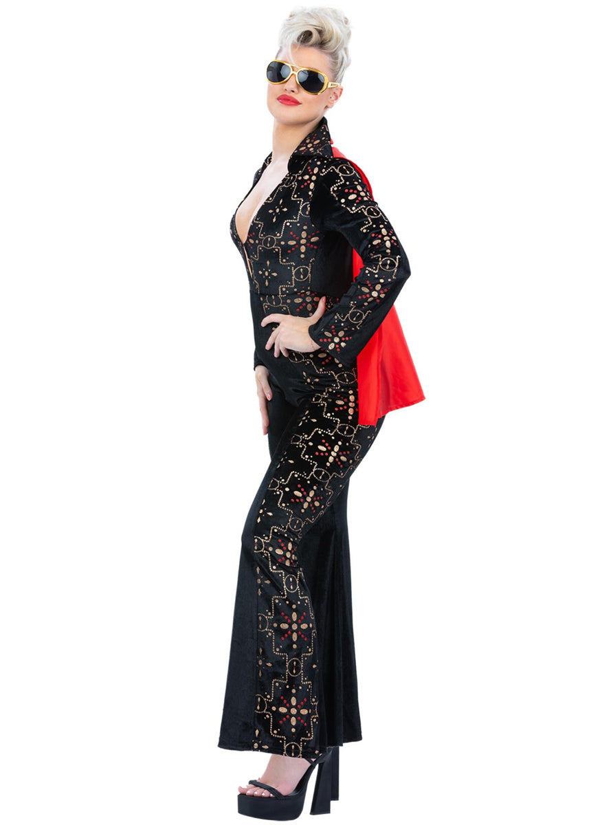 Womens Black Elvis Presley Deluxe Costume - Side Image
