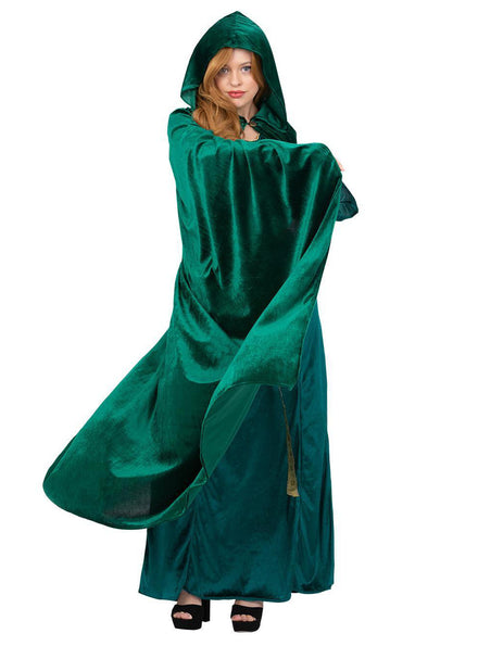 Womens green costume robe with hood - Main image