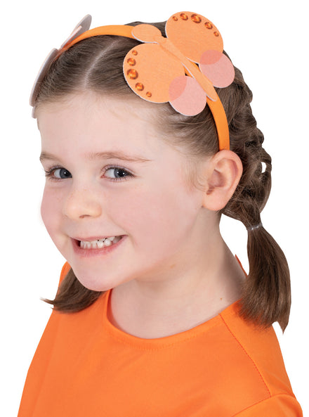 Girls Emma Memma Orange Butterfly Costume Headband - Main Image